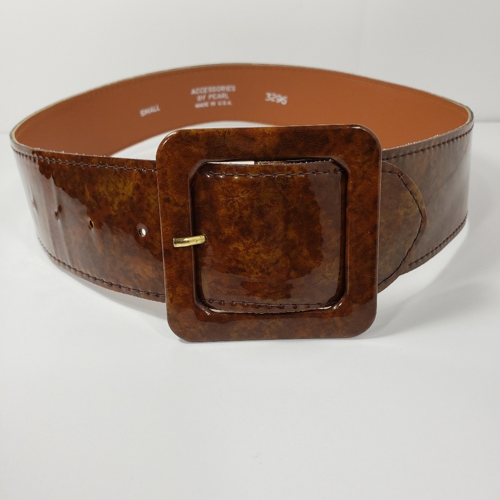 Vintage Brown Shiny Vinyl Belt
